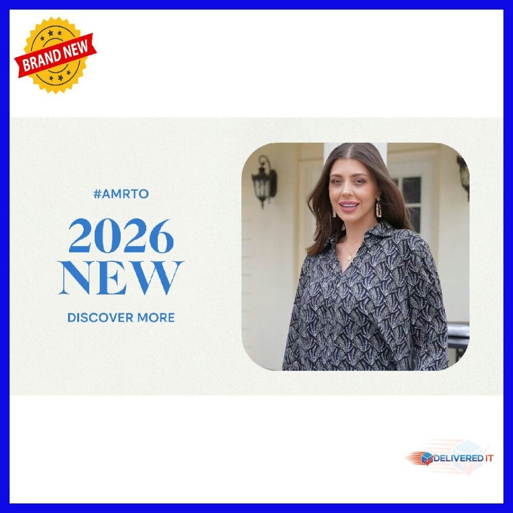 Plus Size V-Neck Collared 3/4 Sleeve Blouse Loose Fit Soft Business Casual - Picture 7 of 8